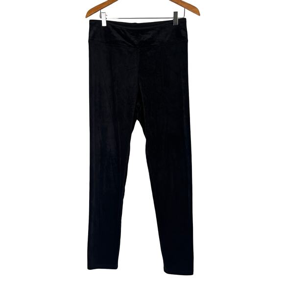 A293100 CUDDL DUDS Double Plush Velour Leggings Black L - Picture 1 of 6